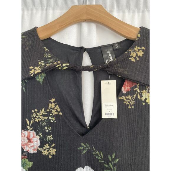 NWT Francesca's Trixxi Black Floral Soft Keyhole Shift Dress Womens Size Medium - Picture 4 of 12
